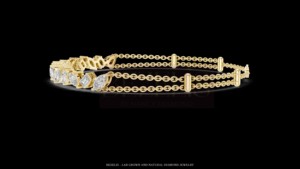 Pulsera de Oro Amarillo con Diamantes Cultivados en Laboratorio de Diversas Formas y Cadenas Múltiples, Regalo de Lujo, Diamantes Cultivados en Laboratorio con Corte Elegante Surtido - Product Image 4