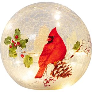 Decoraciones Navideñas de Interior, Luces Nocturnas LED que Funcionan con Pilas, Globo de Vidrio Rojo con Copo de Nieve y Bola de Cristal Agrietado con Temporizador - Product Image 2