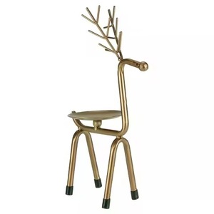 Brass <b>Reindeer</b> Candle Stand <b>Christmas</b> Home Decoration Durable Metal Holder for Holiday Decor - Product Image 1
