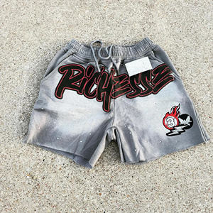 custom design OEM distressed embroidery sun faded washed hot <b>shorts</b> cotton fleece high quality <b>Men's</b> <b>Bermuda</b> Cotton <b>Shorts</b> - Product Image 4