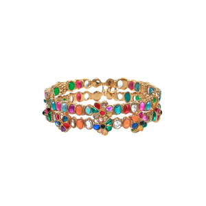 Navrathna Matte Polish Pearl and Diamond Bangles for Wedding and Engagement - Product Image 1