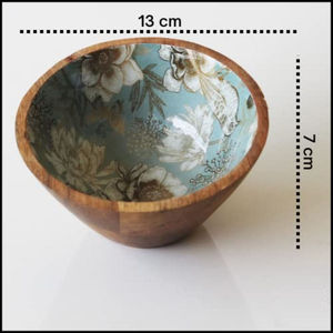 Bol en bois plat simple, fait main, avec revêtement vert, design minimaliste, pour servir les aliments, décoration de table. - Product Image 2