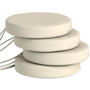 Set di 4 Cuscini Circolari Bianchi Crema per Terrazza Esterna e Giardino - Solo Cuscini - Product Image 5