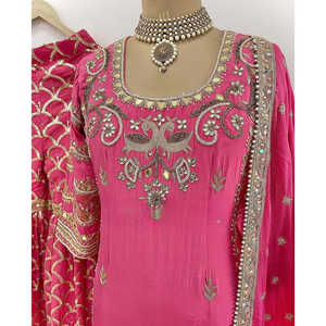 ชุดปาร์ตี้สวยของผู้หญิงชุดสุดยอด sharara และ dupatta - Product Image 3