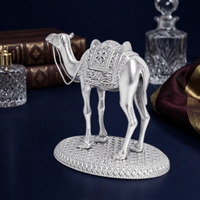 Idole de chameau plaqué argent 999 de Jaipur Metals |   Statue 100% en laiton |   Moderne |   Bureau à domicile et cadeaux |   7x5x5cm |   75g