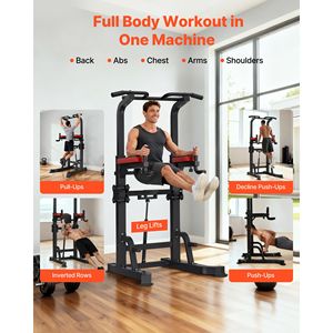 Torre di Allenamento in Acciaio Stabile con Stazione Dip e Piattaforma di Assistenza in ABS, Capacità di Carico 150 kg, a Forma di H e Regolabile - Product Image 2