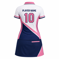 Uniforme de Golf para Mujer MEGAMAPLE, Conjunto de Falda y Camiseta Polo con Bloques de Color en Degradado, Material Spandex, Tejido de Punto, Secado Rápido