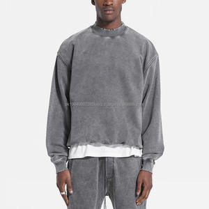 OEM Vêtements de sport vintage Surdimensionnés Broderie 3D Ensemble pull-over Acid Wash Sweat-shirt et pantalon de survêtement Survêtement pour hommes - Product Image 1