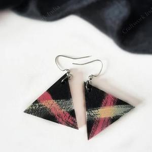 Eco Friendly Handmade <b>Black</b> Triangle Wooden Dangle <b>Earring</b> Stylish Fashion Jewellery <b>for</b> <b>Women</b> Daily Outing At Best Market Price - Product Image 2