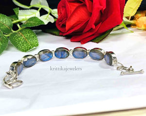 925 Sterling <b>Silver</b> Fine <b>Bangle</b> Natural Labradorite Gemstone Cut Handmade <b>Silver</b> Plated Trendy <b>Bracelet</b> Women's Valentine Gift - Product Image 4
