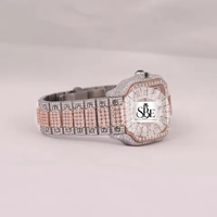 Vollständig mit Echten Diamanten Besetzte Quadratische Einfache Hip-Hop Iced Out Automatische Luxusmarken-Herrenuhr mit VVS Moissanit