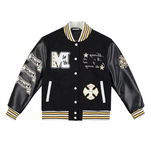 Custom Varsity <b>Jackets</b> Men Embroidery Letterman <b>Jacket</b> <b>Leather</b> Sleeves High Quality College Bomber <b>Jacket</b> Bulk OEM - Product Image 5