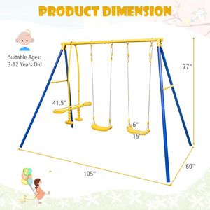 Ensemble de balançoires en métal pour jardin avec 2 sièges balançoires et 2 sièges glisseurs - Product Image 4