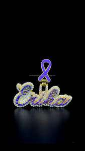 Personalizado dos tonos Iced Out púrpura Moissanite nombre colgante VVS Moissanite letra colgante plata 925 chapado en oro joyería de Hip Hop - Product Image 2