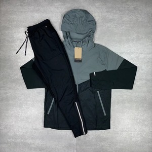 <b>Men's</b> Hooded Color Blocking Sport Set Quick Dry Knitted Polyester <b>Summer</b> Outwear <b>Jacket</b> Shorts Top - Product Image 6