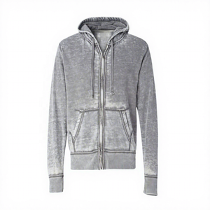 Men's Gray <b>Hooded</b> <b>Zip</b>-Up Sweatshirt Regular Fit Casual French Terry Cotton Hoodie with Pockets Autumn Wear - Product Image 1