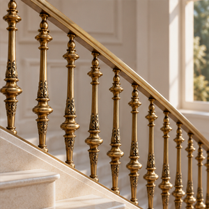 Rampe en bronze folliquée avec des sculptures de feuilles ornementales pour hôtels de luxe, villas et escaliers classiques - Product Image 3