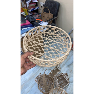 Handmade Eco-Friendly Jute Rope Storage <b>Baskets</b> With Handles Two-Tone Decorative <b>Woven</b> Laundry Hamper And Toy Organizer - Product Image 4