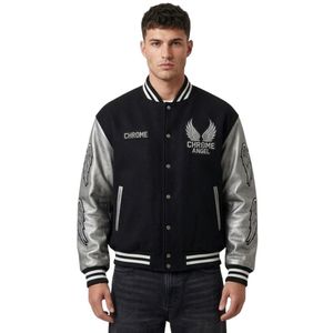 Blouson Letterman Rétro Personnalisé en Laine 100% avec Manches en Cuir Véritable Bordeaux et Patchs en Chenille Midnight – Style Streetwear - Product Image 4