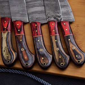 Ensemble de couteaux de cuisine en acier Damas, collection complète de couteaux culinaires pour hacher, trancher, couper en dés, préparer les légumes et la viande - Product Image 2