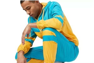 Chaqueta Cortavientos de Invierno para Hombre, Amarilla y Azul, con Bloques de Color, Antibacteriana, 100% Nailon, Cierre de Cremallera, Impermeable, Corte Regular - Product Image 4
