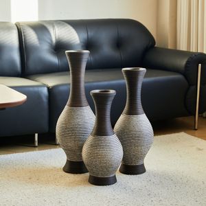 Vaso Classico Marrone da Tavolo e da Terra con Supporto Alto Indipendente per Fiori, Vaso Decorativo per Piante Artificiali PV - Product Image 3