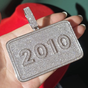 Colgante de Plata con Número 2010 Personalizado, Chapado en Rodio, Joyería Hip Hop con Moissanita, Venta al Por Mayor, Regalos para Hombres y Mujeres - Product Image 1
