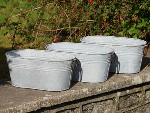 Bacs de jardin ovales en zinc galvanisé, jardinières rustiques d'extérieur autoportantes, jardinières en métal zinc les plus vendues - Product Image 2