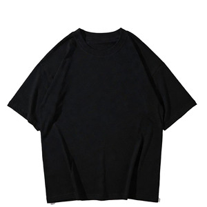 Camiseta Negra Extra Grande para Hombre, 100% Algodón, Cuello Redondo, Manga Corta, Tejido de Punto, Logotipo Personalizado, Ropa Casual Urbana - Product Image 2