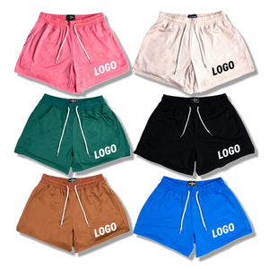 Pantalones Cortos de Baloncesto para Hombre, 100% Algodón, Cintura Alta, Cierre con Cordón, Transpirables, Estilo Deportivo, Color Sólido, Logotipo Bordado en la Parte Delantera - Product Image 1
