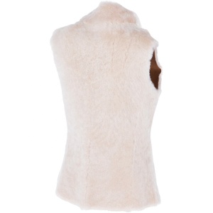Women's New Reversible Sheepskin Leather Vest Warm Faux Fur Customizable V-Neck Winter Zipper Closure Silk/<b>Nylon</b> Lining Logo - Product Image 4