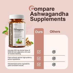 Cápsulas de Ashwagandha KSM-66 de Marca Privada, 600 mg, con Bálsamo de Limón y Pimienta Negra para Adultos - Suplemento Herbal OEM para el Alivio del Estrés y la Energía - Product Image 4