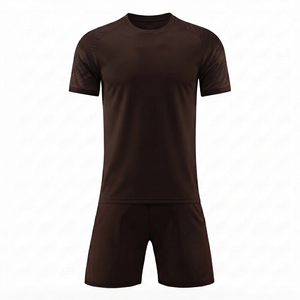 Camiseta de Fútbol Personalizada al por Mayor, Color Marrón Oscuro, Manga Corta, Antibacteriana, Transpirable, Ecológica, de Secado Rápido, Spandex/Poliéster - Product Image 1