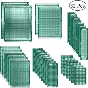 Kit de prototipo de placa PCB de doble cara de 32 piezas, Protoboard de circuito impreso Universal de 6 tamaños para Proyecto de soldadura DIY