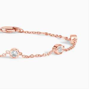 14K Rose Gold IGI Certified Lab Grown Diamond Five Stone Bezel <b>Bracelet</b> 0.45 CTW Minimal Chain Wholesale OEM ODM Jewelry - Product Image 2