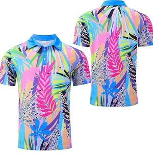 เสื้อโปโลกอล์ฟแขนสั้นผู้ชาย ผ้าโพลีเอสเตอร์แห้งเร็ว พิมพ์ลายดอกไม้ 3 มิติ คุณภาพสูง ออกแบบตามสั่ง - Product Image 3