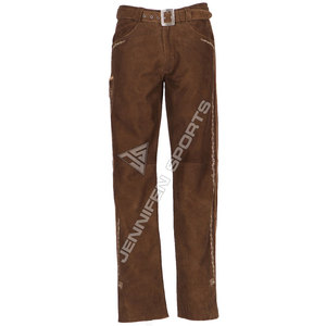 Pantalon de jogging unisexe allemand de haute qualité, costume bavarois pour l'Oktoberfest, marron, 100% cuir de vachette véritable - Product Image 4