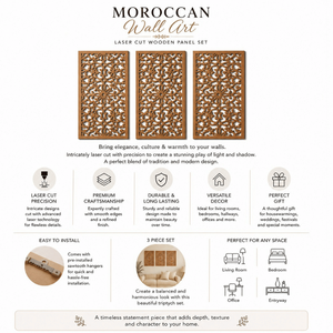 Ensemble de panneaux décoratifs muraux en bois découpés au laser de qualité supérieure |   Décoration murale Mandala pour salon, chambre, couloir et maison moderne, hôtel - Product Image 2