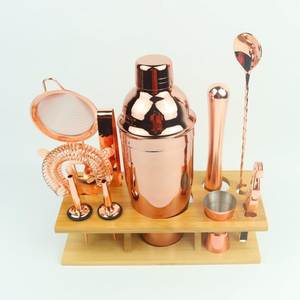 Juegos de herramientas de barman de acero inoxidable hechos a mano con soporte de madera para fiestas, juegos completos de herramientas de bar para cócteles - Product Image 5