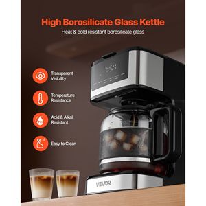 Macchina da caffè elettrica a goccia con schermo tattile programmabile da 12 tazze 24 ore su 24 per tenere in caldo Macchina a goccia a 4 ore 2 punti di forza per uso domestico - Product Image 6