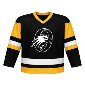 Conjunto de Hockey sobre Hielo Negro y Amarillo, Jersey y Pantalones Cortos Sublimados, Uniforme Deportivo para Equipo, Ropa de Entrenamiento de Manga Larga - Product Image 4