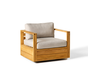 โซฟาไม้สักแท้สำหรับกลางแจ้ง ดีไซน์ทันสมัย สำหรับนั่งคนเดียว เก้าอี้พักผ่อนหรูหราสำหรับระเบียงรีสอร์ท โรงแรม เฟอร์นิเจอร์กลางแจ้ง - Product Image 1