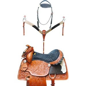 Selle de cheval Western en cuir de qualité supérieure pour la course de barillets, taille 17 pouces, siège disponible - Product Image 2