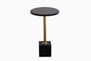 Table de chevet en marbre noir et laiton, moderne rond, fabriqué en inde, tout bureau, maison, Restaurant, Super marché, 2022 - Product Image 2
