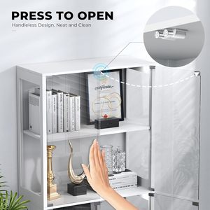 Cotowins <strong>White</strong> Display <strong>Cabinet</strong> with Glass Doors and LED Lights 4 Tier Curio <strong>Cabinet</strong> Bookshelf <strong>Storage</strong> for Collectibles - Product Image 4