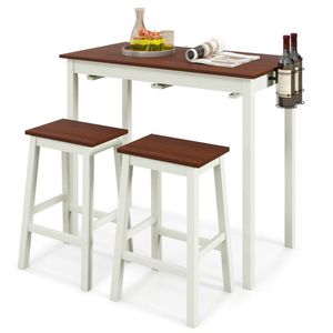 Juego de Mesa de Bar de Madera de 3 Piezas con 2 Porta Botellas, Elegante y con Estilo para el Hogar - Product Image 4