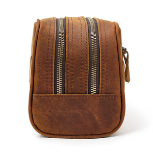 Neceser de Viaje Personalizado Vintage para Hombre, Bolsa de Aseo de Cuero de Alta Calidad con Doble Cremallera. - Product Image 3
