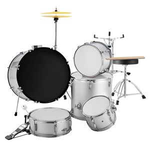 Set Batteria Completo per Adulti da 5 Pezzi 22" con Pelli di Betulla, Bass Drum, Tom, Rullante e Supporti Regolabili - Product Image 1