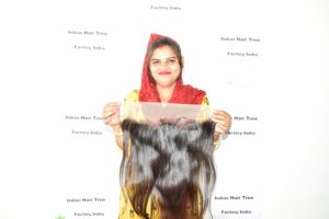 Extensions frontales en cheveux humains indiens Remy, lisses et doux, couleur naturelle noire, cheveux vierges à ondulations profondes, vente en gros - Product Image 5