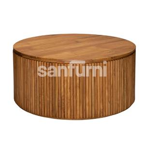 Natural Luxury Solid <b>Wood</b> <b>Round</b> <b>Coffee</b> <b>Table</b> Teak <b>Wood</b> Natural Color Low Living Room Furniture - Product Image 5